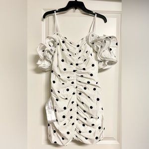 BCBGMAXAZRIA Polka Dots Printed Taffeta Mini Dress